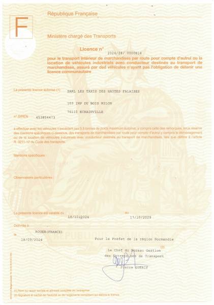 Taxi agréé pour le transport de colis, de bagages, de valises et sacs à dos pour randonneurs sur le secteur d'Étretat 76